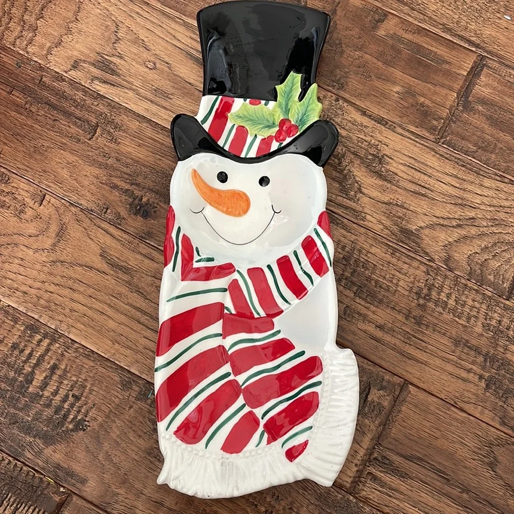 Fitz and Floyd Snack Therapy Snowman Server